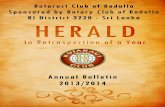 “Herald in Retrospection of a Year ” Rotaract Club of Badulla Annual Bulletin 2013/14