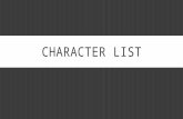 Character list by Ellie Monkman
