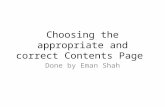 Choosing the appropriate and correct contents page