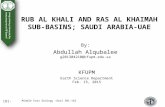 Rub Al-Khali and Ras Al-Khaimah sub-basins;  Saudi Arabia-UAE