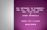 MSC ENTRANCE IN ECONOMICS FOR ISI MSQE , JNU, DSE, IGIDR, MSE, TISS TUITION CLASSES AND STUDY MATERIAL