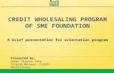 Credit wholesaling program of SME Foundation