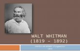 Walt Whitman: Vida y Obra. Canto de mi mismo.
