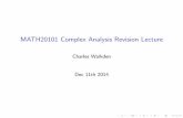 Complex Analysis Revision Lecture