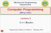 Lecture 3. C++ Basics and Flow Control