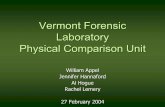Vermont Forensic Laboratory Physical Comparison Unit