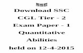 Download SSC CGL Tier 2 Exam Paper 1 Quantitative Abilities Held on 12-4-2015 Www.sscportal.in