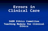 Errors in Clinical Care - Revised 12-26-06