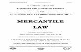 2007-2013 MERCANTILE Law Philippine Bar Examination Questions and Suggested Answers (JayArhSals)