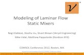 Modeling of Laminar Flow Static Mixers COMOL