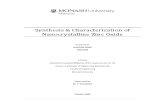 Synthesis and Characterization of Nanocrystalline Zinc Oxide