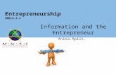 Lecture 4 & 5- Information and the Entrepreneur