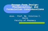 Dosage Form Design Pharmaceutical and Formulation Considerations