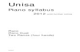 UNISA Music exam Syllabus 2012 Piano