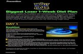 Biggest Loser 1 Week Diet Plan