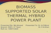 Biomass supported solar thermal hybrid power plant