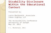 University of Guelph - Disability Disclosure Within the Educational Context.PPT