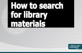 How to Search for Library Materials