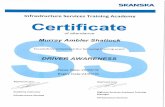 Skanska Driver Awareness Certificate