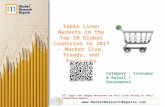 Table Linen Markets in the Top 10 Global Countries to 2017 - Market Size, Trends, and Forecasts