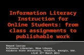 Carrier - Information literacy instruction for online graduate students: from class assignments to publishable work