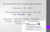 Evaluating Charities -- JCC Rockland Teen Leadership