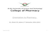 Orientation to Pharmacy 2014- Part 1
