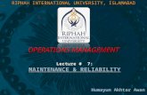 Lecture 7 - Maintenance & Reliability