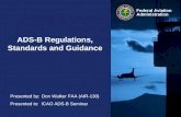 Federal Aviation Administration ADS-B Regulations, Standards and Guidance Presented by: Don Walker FAA (AIR-130) Presented to: ICAO ADS-B Seminar.