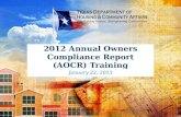 2012 Annual Owners Compliance Report (AOCR) Training January 22, 2013.