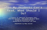 When My Students Cant Read, What Should I Do? A Summary of Important Strategies from When Kids Cant Read, What Teachers Can Do by Beers When Kids Cant.