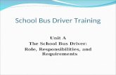 School Bus Driver Training Unit A The School Bus Driver: Role, Responsibilities, and Requirements.
