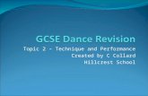 Topic 2 – Technique and Performance Created by C Collard Hillcrest School.