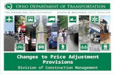 Changes to Price Adjustment Provisions Division of Construction Management
