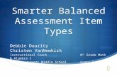Smarter Balanced Assessment Item Types Debbie Daurity Christen VanNewkirk Instructional Coach8 th Grade Math & Algebra I Western Harnett Middle SchoolCoats-Erwin.