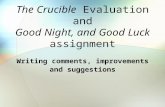 The Crucible Evaluation and Good Night, and Good Luck assignment Writing comments, improvements and suggestions.