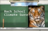 Bach School Climate Survey. Bach School Respectful, Responsible and Safe / 331 students enrolled / 130 surveys returned / 169 students represented in.