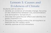Lesson 1: Causes and Evidences of Climate Students will be able to: Identify an evidence of climate change, focusing on the relationship between CO 2 concentrations.