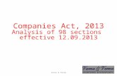 Companies Act, 2013 Analysis of 98 sections effective 12.09.2013 Varma & Varma.