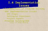 I.4 Implementation Issues  Fundamentals of Problem Solving  DOE Implementation Issues – DOE Stages – Helicopter Experiment – Project Reports  Problem.