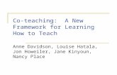 Co-teaching: A New Framework for Learning How to Teach Anne Davidson, Louise Hatala, Jon Howeiler, Jane Kinyoun, Nancy Place.