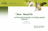 1 “One Health” pulling Animal Health and Public Health together Brussels 3 October 2007 Walter Winding President FVE.