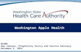 Washington Apple Health WCOMO Amy Johnson, Eligibility Policy and Service Delivery December 5, 2014.
