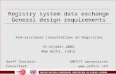 Registry system data exchange General design requirements Pre-sessional Consultations on Registries 19 October 2002 New Delhi, India UNFCCC secretariat.