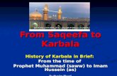 From Saqeefa to Karbala History of Karbala in Brief: From the time of Prophet Muhammad (saww) to Imam Hussein (as) By Muslim Bhanji.
