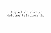 Ingredients of a Helping Relationship. 2 Self Concept Values & Ethics Relationship conditions.