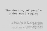 The destiny of people under nazi regime A lesson for the 8 th grade students. The authors of the lesson plan: Ausra Krasuckiene Giedre Krivickiene Radviliskis.