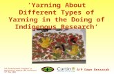 ‘Yarning About Different Types of Yarning in the Doing of Indigenous Research’ A/P Dawn Bessarab 4th International Congress of Qualitative Inquiry CBG.