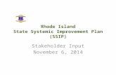Rhode Island State Systemic Improvement Plan (SSIP) Stakeholder Input November 6, 2014.