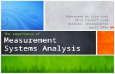 Presented by Lisa Goch DFSS Project Lead Diebold, Incorporated April 2014 The importance of Measurement Systems Analysis.